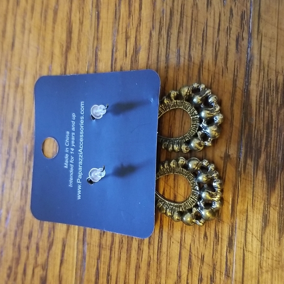 Brass Colored Earrings - Picture 2 of 2